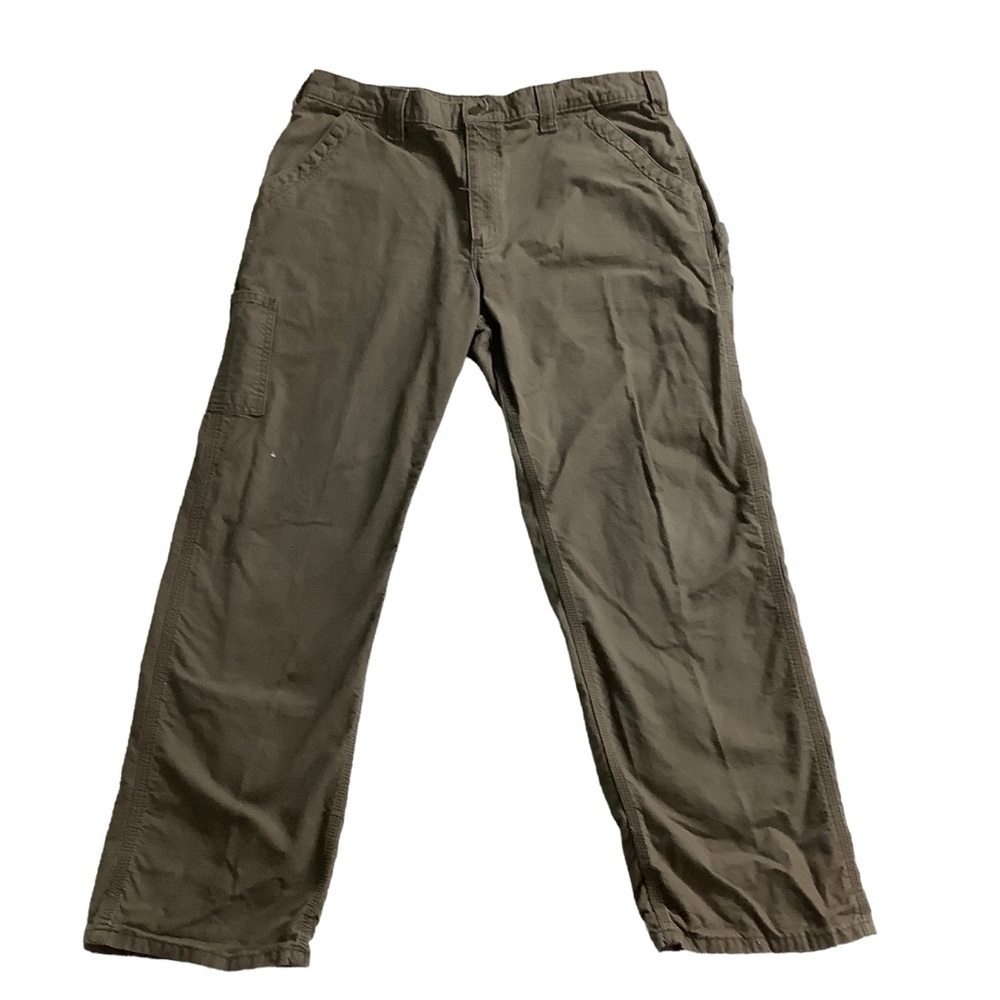 Carhartt Olive Original Fit Dungaree Duck Carpenter Pants Size 38 / 30